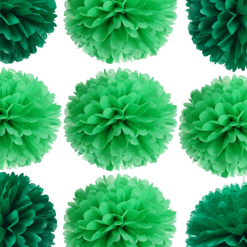 Adeer 14" Green Tissue Pom Poms Kit DIY Decorative Paper Flowers Ball for Birthday Party Wedding Baby Shower Home Outdoor Hanging Decorations, Pack of 10 - Image 4